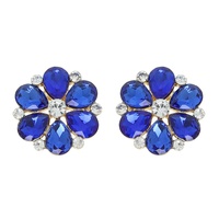 FLORAL PETAL CUT CRYSTAL GEMSTONE STUD EARRINGS