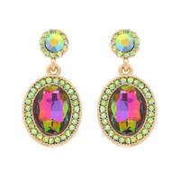 2-TIER DOUBLE HALO GEMSTONE DROP EARRINGS