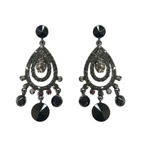 METAL STONE TEARDROP CHANDELIER EARRING