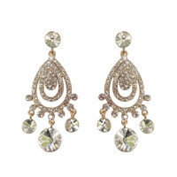 METAL STONE TEARDROP CHANDELIER EARRING