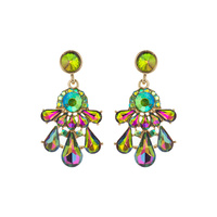 2-TIER CRYSTAL RHINESTONE TEARDROP CLUSTER DANGLE AND DROP EARRINGS
