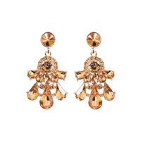 2-TIER CRYSTAL RHINESTONE TEARDROP CLUSTER DANGLE AND DROP EARRINGS