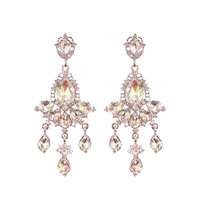 METAL STONE CHANDELIER EARRING