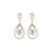 MULTI OVAL STONE PAVE POST EARRING