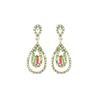 MULTI OVAL STONE PAVE POST EARRING