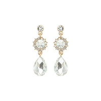 METAL STONE DROP EARRING