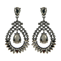 METAL STONE OVAL W TEARDROP EARRING