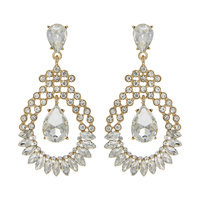 METAL STONE OVAL W TEARDROP EARRING