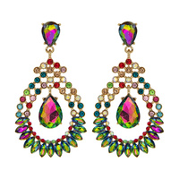 METAL STONE OVAL W TEARDROP EARRING