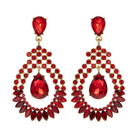 METAL STONE OVAL W TEARDROP EARRING