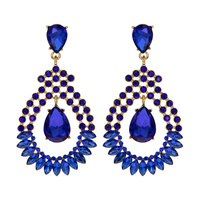 METAL STONE OVAL W TEARDROP EARRING