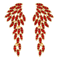 WING SHAPED LONG DROP CRYSTAL CLUSTER EARRINGS