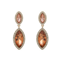 2-TIER CRYSTAL RHINESTONE PETAL CUT HALO DANGLE AND DROP EARRINGS