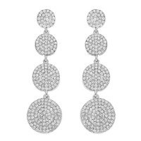 4-TIER CRYSTAL RHINESTONE PAVE DISC LONG DROP EARRINGS
