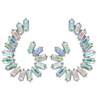 BAGUETTE CUT CRYSTAL GEMSTONE SWIRL DROP EARRINGS