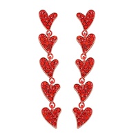 5-TIER HEART SHAPED RHINESTONE VALENTINE EARRINGS