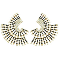 FASHION SPINEL RHINESTONE OPEN FAN EARRINGS