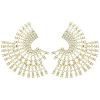 FASHION SPINEL RHINESTONE OPEN FAN EARRINGS