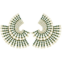 FASHION SPINEL RHINESTONE OPEN FAN EARRINGS