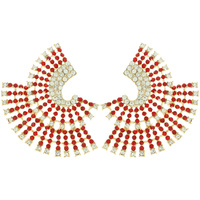 FASHION SPINEL RHINESTONE OPEN FAN EARRINGS