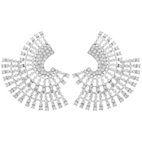 FASHION SPINEL RHINESTONE OPEN FAN EARRINGS