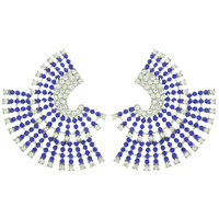 FASHION SPINEL RHINESTONE OPEN FAN EARRINGS
