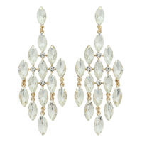 FASHION NAVETTE CUT CRYSTAL PAGEANT CHANDELIER DROP DANGLE EARRINGS
