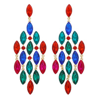 FASHION NAVETTE CUT CRYSTAL PAGEANT CHANDELIER DROP DANGLE EARRINGS