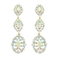 MULTI FACET CUT GEMSTONE CHANDELIER EARRINGS