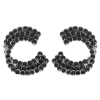RHINESTONE EMBELLISHED C-SHAPE STUD EARRINGS