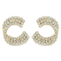 RHINESTONE EMBELLISHED C-SHAPE STUD EARRINGS