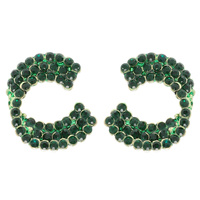 RHINESTONE EMBELLISHED C-SHAPE STUD EARRINGS