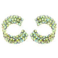 RHINESTONE EMBELLISHED C-SHAPE STUD EARRINGS