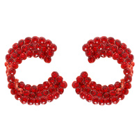 RHINESTONE EMBELLISHED C-SHAPE STUD EARRINGS