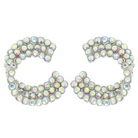 RHINESTONE EMBELLISHED C-SHAPE STUD EARRINGS