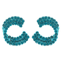 RHINESTONE EMBELLISHED C-SHAPE STUD EARRINGS