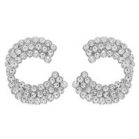 RHINESTONE EMBELLISHED C-SHAPE STUD EARRINGS