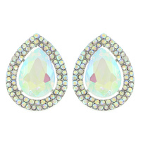 CRYSTAL TEARDROP HALO STUD EARRINGS