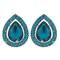 CRYSTAL TEARDROP HALO STUD EARRINGS