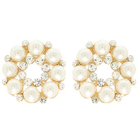FLORAL RHINESTONE EMBELLISHMENT PEARL EARRINGS