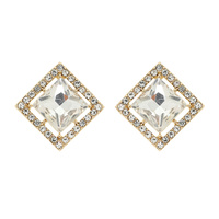 SQUARE CUT STONE RHINESTONE PAVE POST EARRINGS