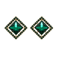 SQUARE CUT STONE RHINESTONE PAVE POST EARRINGS