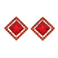 SQUARE CUT STONE RHINESTONE PAVE POST EARRINGS