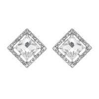 SQUARE CUT STONE RHINESTONE PAVE POST EARRINGS