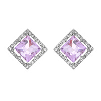 SQUARE CUT STONE RHINESTONE PAVE POST EARRINGS