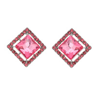 SQUARE CUT STONE RHINESTONE PAVE POST EARRINGS