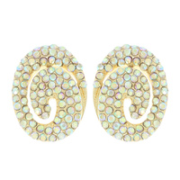 CRYSTAL RHINESTONE PAVE SPIRAL POST EARRINGS