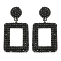 RHINESTONE PAVE RECTANGULAR DANGLE EARRINGS