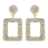 RHINESTONE PAVE RECTANGULAR DANGLE EARRINGS