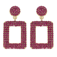RHINESTONE PAVE RECTANGULAR DANGLE EARRINGS